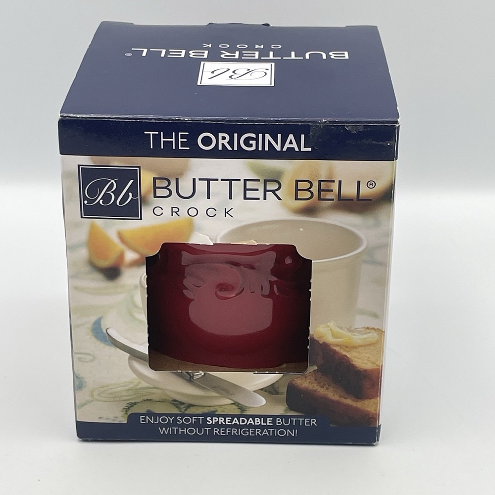 NEW Butter Bell Crock Rouge Red Ceramic Butter Keeper Dish New In Box / NIB
